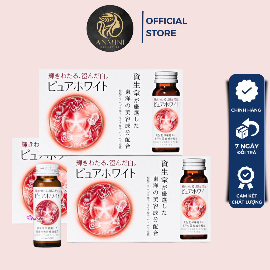 Nước Uống Trắng Da Shiseido Pure White Nhật Bản, Nước Uống Bổ Sung Vitamin C Làm Trắng Da Từ Bên Tro