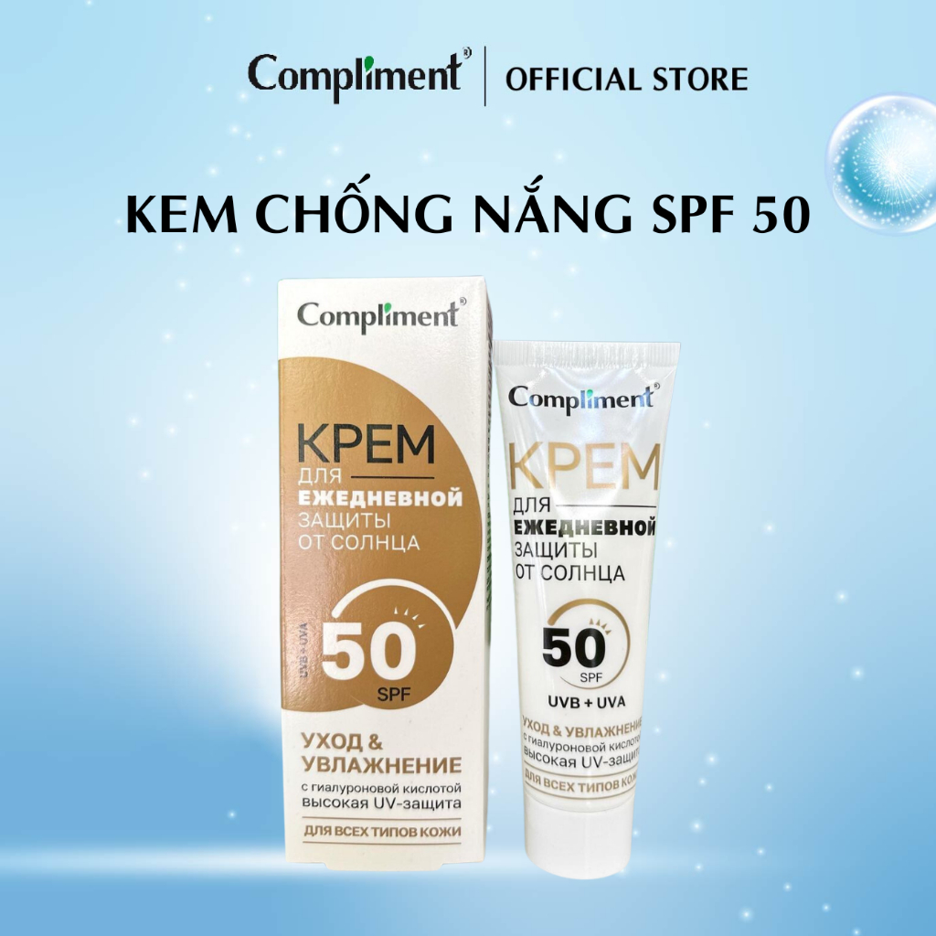 Kem Chống Nắng Compliment Spf 50+ Chống Tia UVA/UVB cho da mặt và cổ 50ml
