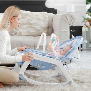 Ghế bập bênh, nôi bập bênh có bánh xe đa chức năng có thể kết hợp cho bé ăn dặm