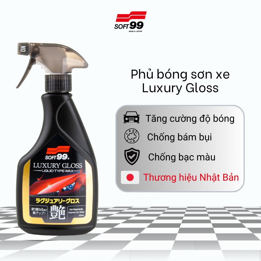 Phủ bóng nhanh, chống bám nước sơn xe ô tô, xe máy Luxury Gloss W-207 Soft99 500ml