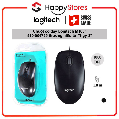 Chuột có dây Logitech M100r thương hiệu từ Thụy Điển