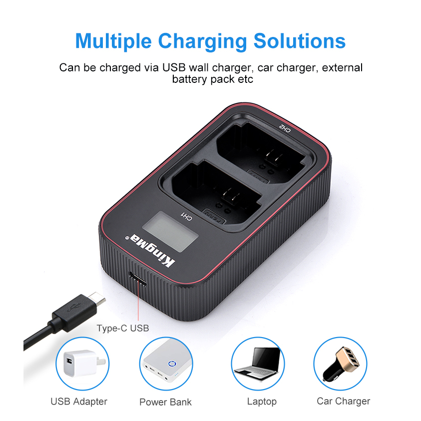 Bộ 2 pin 1 sạc đôi Kingma Sony FZ100 NP-FZ100 Sony Alpha FX3 FX30 A7C A6700 A6600 A74 A73 A7R5 A7S3 A7R4 A9ii A1 A7S4 e1