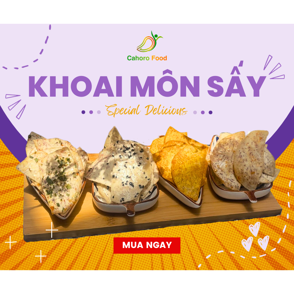 [Hàng loại 1] Khoai môn sấy 4 vị - Khoai môn sấy mắm hành - sa tế - trứng muối - mè [Cahoro Food]