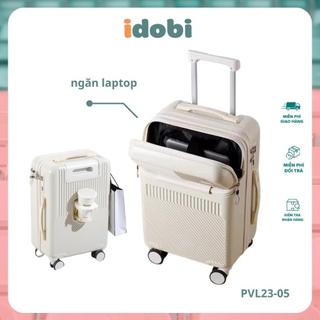 Vali du lịch tay kéo thời trang IDOBI PVL23-05 Vali size 20 inch có ngăn phụ đựng laptop kèm khay để cốc