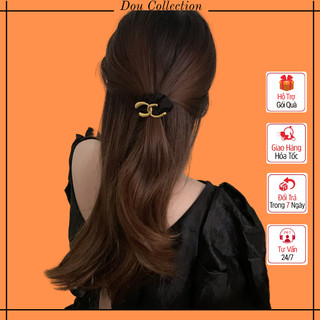 Cột tóc unisex nữ, Dây cột tóc vải lụa phong cách Hàn Quốc trang nhã tinh tế tone đen - Mã DT073