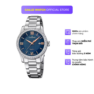 Đồng hồ nữ Candino C4740/2 mặt kính Sapphire chống xước, chống nước 5 ATM, dây thép đeo tay cao cấp, xuất xứ Thụy Sĩ