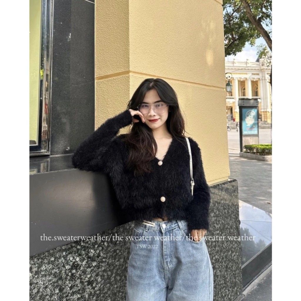 Áo cardigan lông croptop cúc ngọc - Springgirl - CDGlongcucngoc107_P8K1