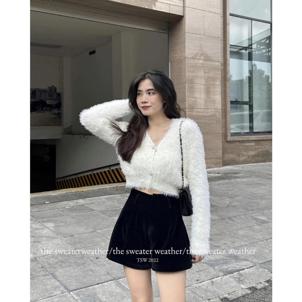 Áo cardigan lông croptop cúc ngọc - Springgirl - CDGlongcucngoc107_P8K1
