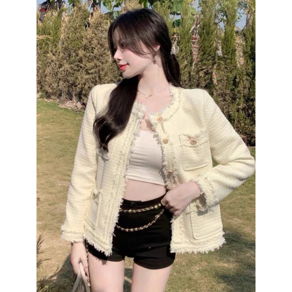 Áo dạ tweed hai lớp trắng kem - Springgirl - Aodatuarua931_P12K8
