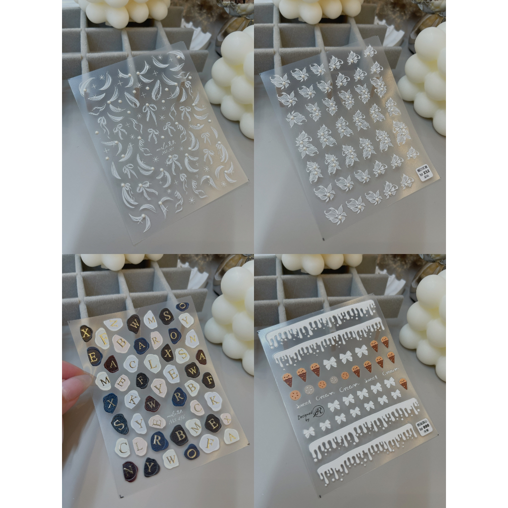 Sticker lụa kẻ dạ hot trend, sticker thương hiệu, sticker dán móng, miếng dán móng tay nail