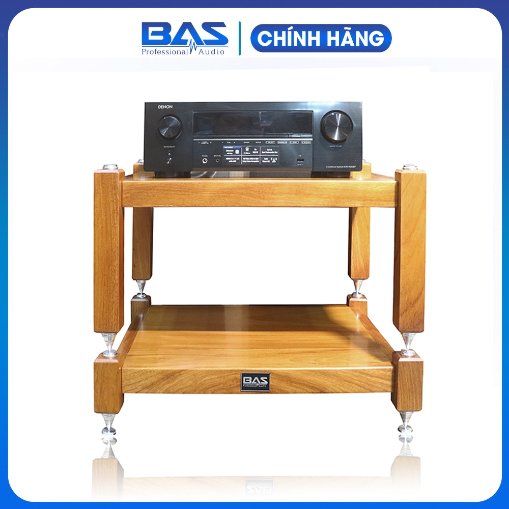 Kệ audio chống rung, kệ âm thanh cao cấp gỗ gõ đỏ nguyên tấm, kệ amply hiend 2 tầng