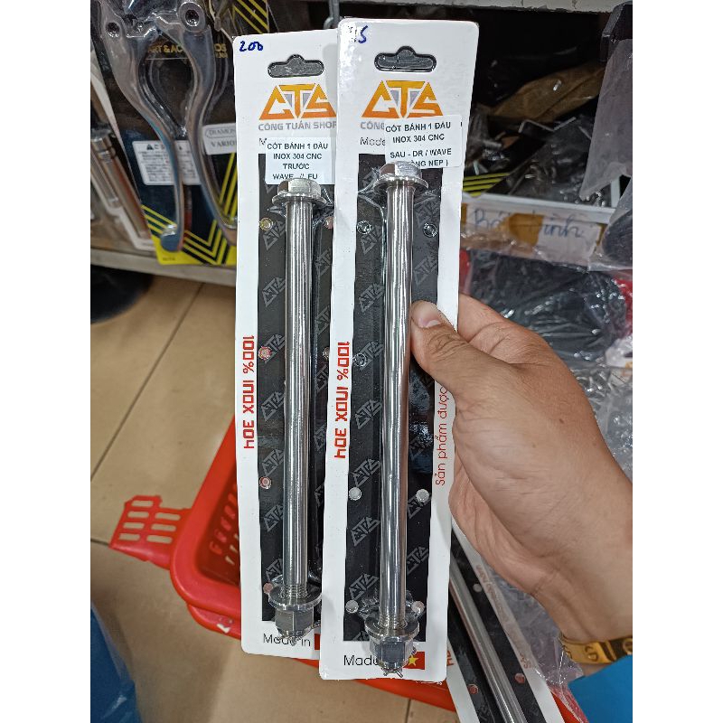 Cốt bánh 1 đầu inox304 CTS Wave/Dream/Fu/Vario/Ab/Vision/Winner/Ex150/Sirud/Ex135/Scoopy/Satria/Ex2010/Raider