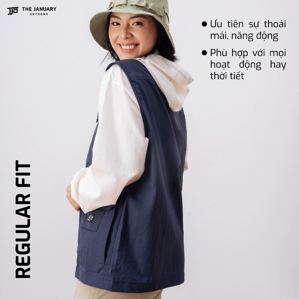 Áo gile túi hộp nam nữ đa năng TJO chất dù kháng nước nhẹ đứng form có khoá 3 màu WANDERLUST GILE TJOH12