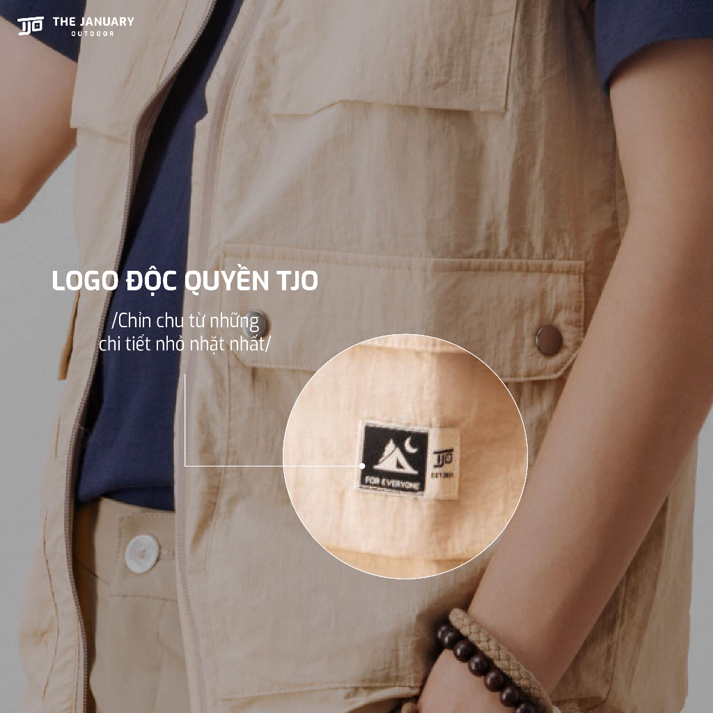 Áo gile túi hộp nam nữ đa năng TJO chất dù kháng nước nhẹ đứng form có khoá 3 màu WANDERLUST GILE TJOH12