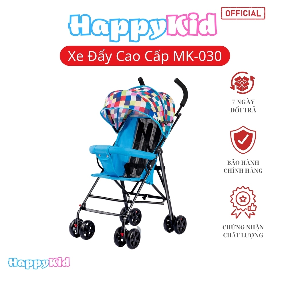 Xe đẩy có mái che gấp gọn du lịch cho bé chống võng lưng khi nằm đi du lịch, rông rãi thoáng mát HappyKid-030