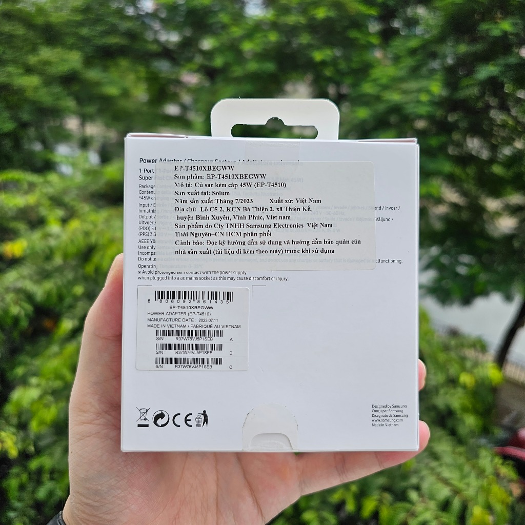 Bộ sạc nhanh 45W Samsung chính hãng FULLBOX dây 5A 1m8 - Bảo hành 12T - GalaxyShopVN