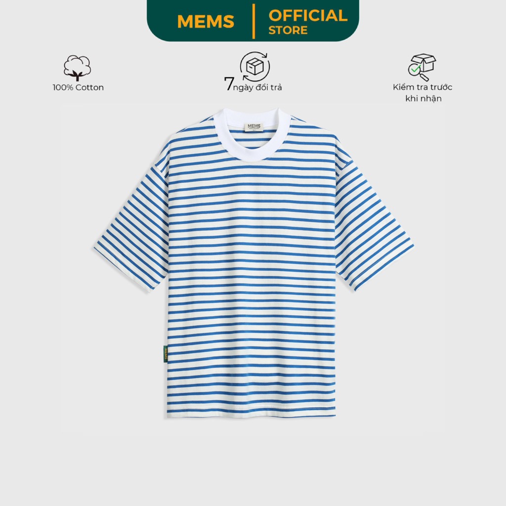 Striped T-shirt áo thun cotton nam nữ tay ngắn sọc cổ tròn