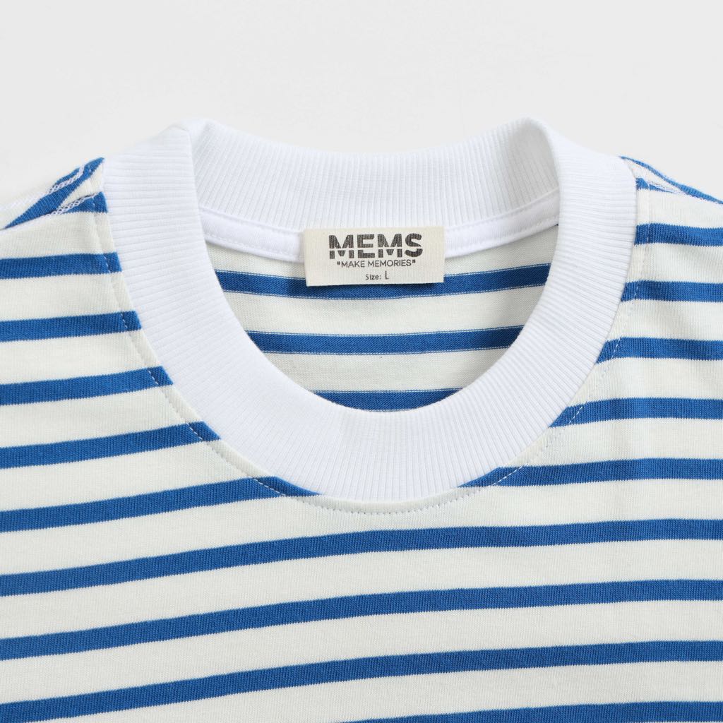 Striped T-shirt áo thun cotton nam nữ tay ngắn sọc cổ tròn