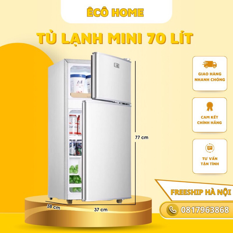 Tủ lạnh 2 ngăn , tủ lạnh mini 70,100 lít , làm lạnh nhanh,tiết kiệm điện, tủ mới bảo hành 12 tháng