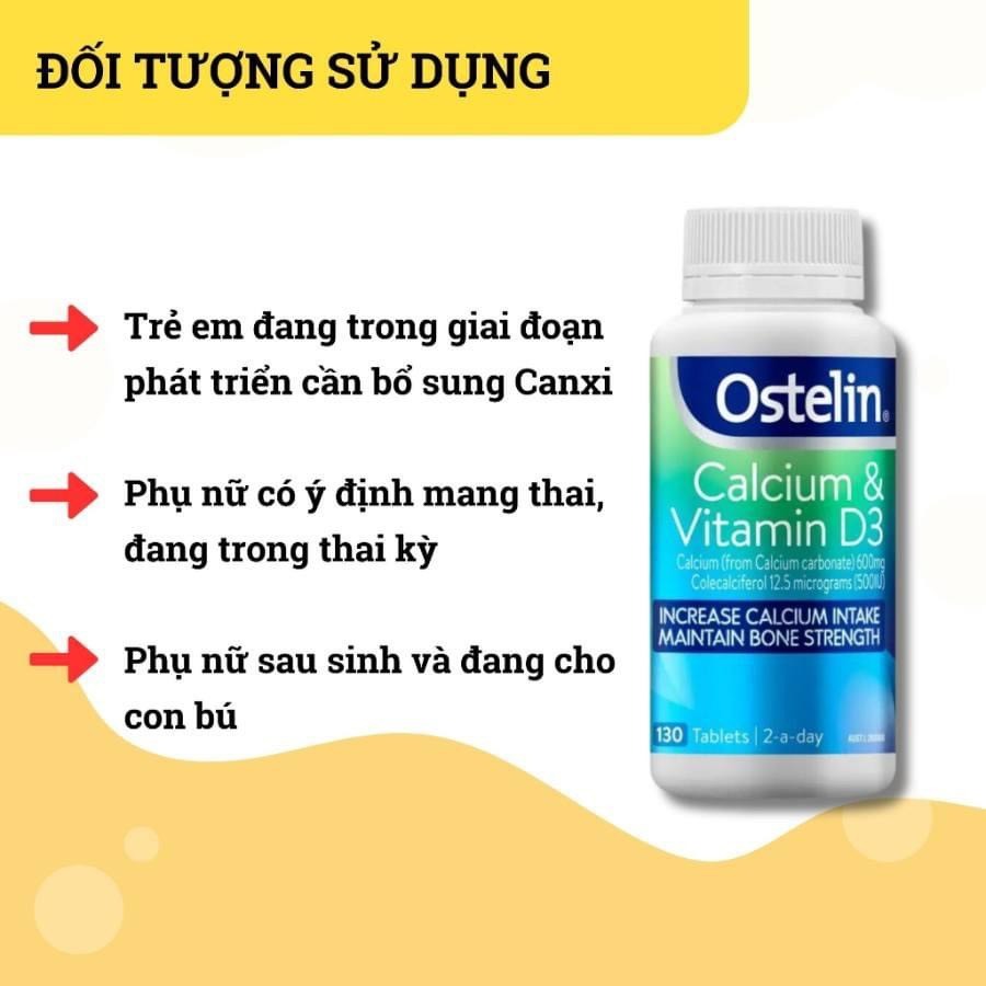 Viên uống Ostelin Calcium & Vitamin D3 bổ sung canxi và vitamin d3130 viên cho mẹ bầu