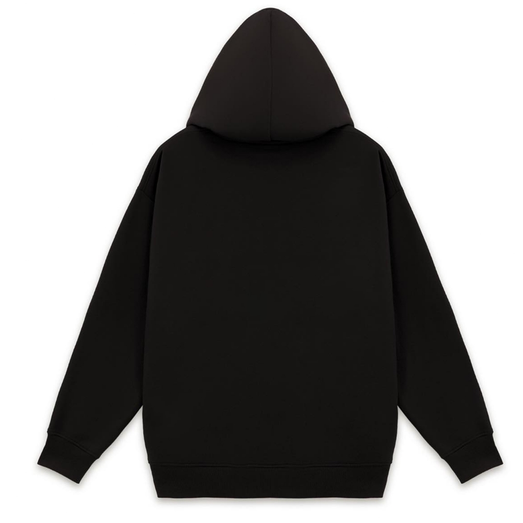 Áo hoodie nỉ bông trơn màu đen - xám NELLY - MIR form rộng mũ lớn dày dặn