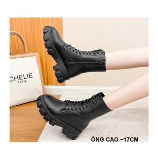 [ CAO CẤP SALE LẺ SIZE 39 40] Giày ulzzang boots, boot combat nữ đế thô 5 phân boot cột dây nữ cao cấp S030