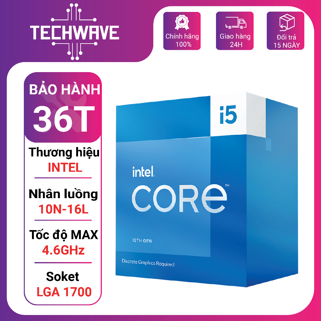 Bộ vi xử lý - CPU Intel Core i5 13400F Hàng Tray New bảo hành chính hãng tại Techwavee