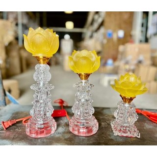Đèn thờ 1 bông thân thủy tinh bông lưu ly