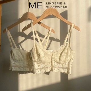 Áo lót ren corset croptop tiểu thư có gọng nâng 2 lớp lót có khe thêm mút cao cấp gợi cảm Melingerie & Sleepwear