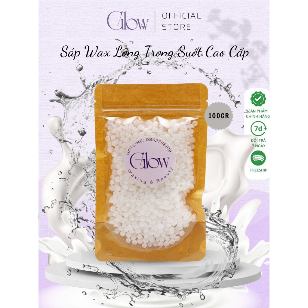 Sáp Wax Lông Nóng Trong Suốt GLOW WAXING Cao Cấp Bám Lông Tốt Hương Thơm Nhẹ Nhàng Tặng Que Phết Sáp CHE TÊN SẢN PHẨM