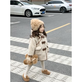 Áo khoác dạ lông cừu lót nỉ lông qccc bé gái