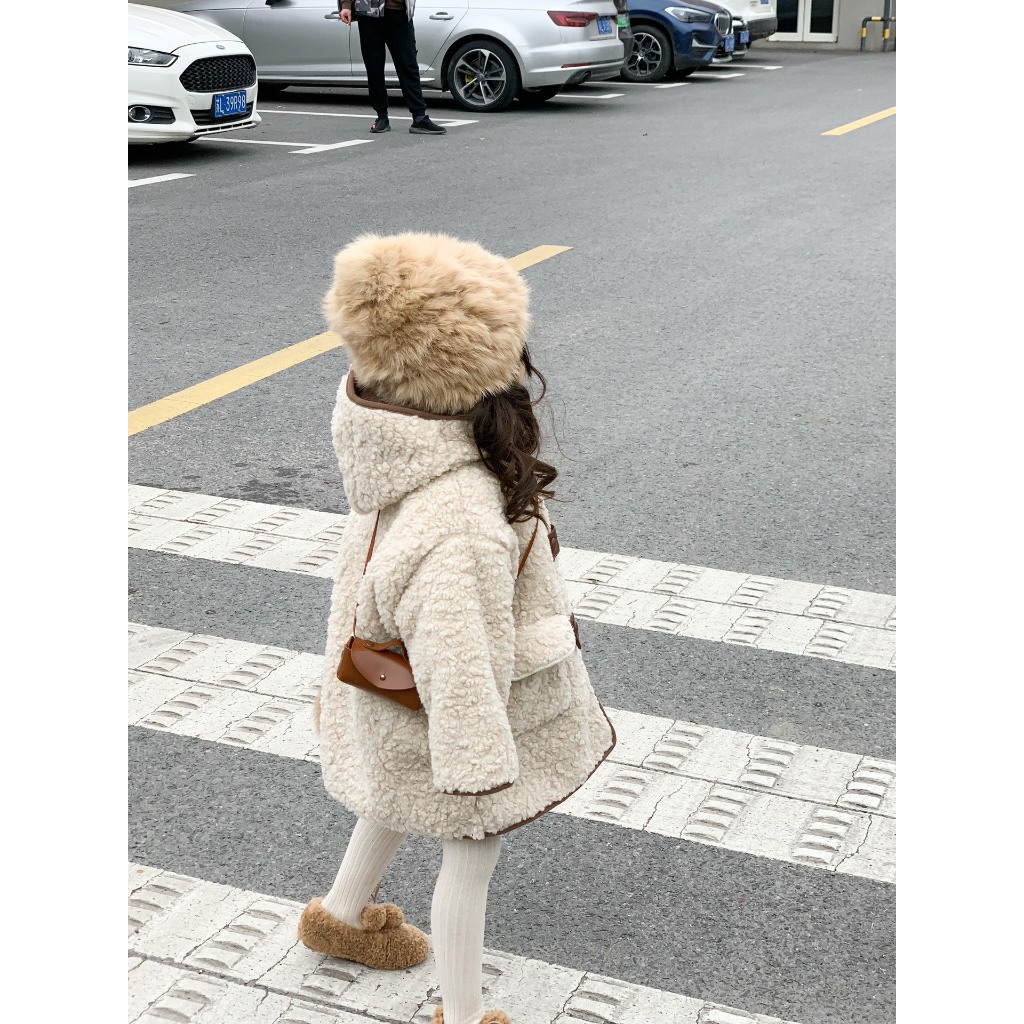 Áo Khoác Dạ Lông Cừu Lót Nỉ Lông QCCC Bé Gái