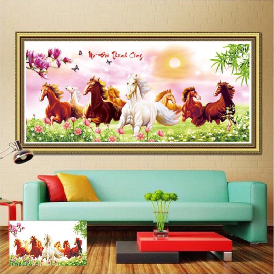 Tranh đính đá Mã Đáo Thành Công ,tranh chưa gắn đá