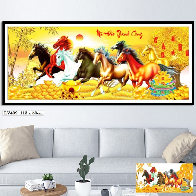 Tranh đính đá Mã Đáo Thành Công ,tranh chưa gắn đá