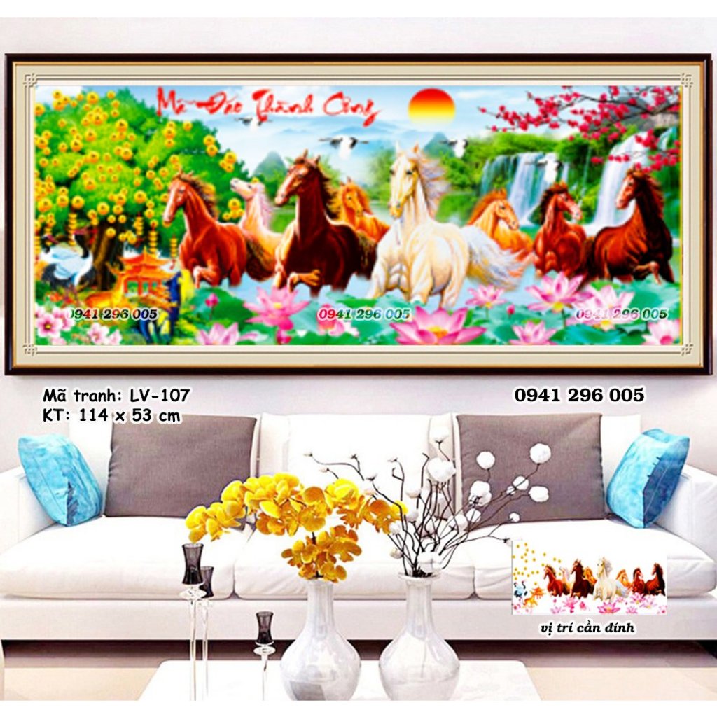 Tranh đính đá Mã Đáo Thành Công ,tranh chưa gắn đá