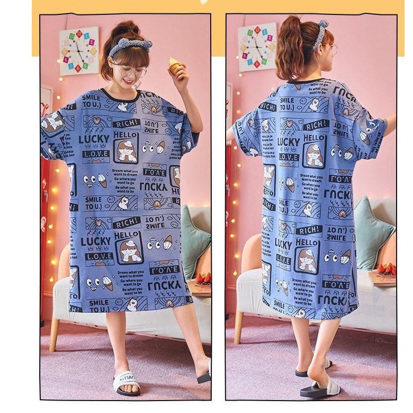 ̣̣̣̣̣̣ Váy ngủ cute trẻ trung họa tiết rễ thương xinh xắn HT021 🧅 Váy ngủ mặc nhà