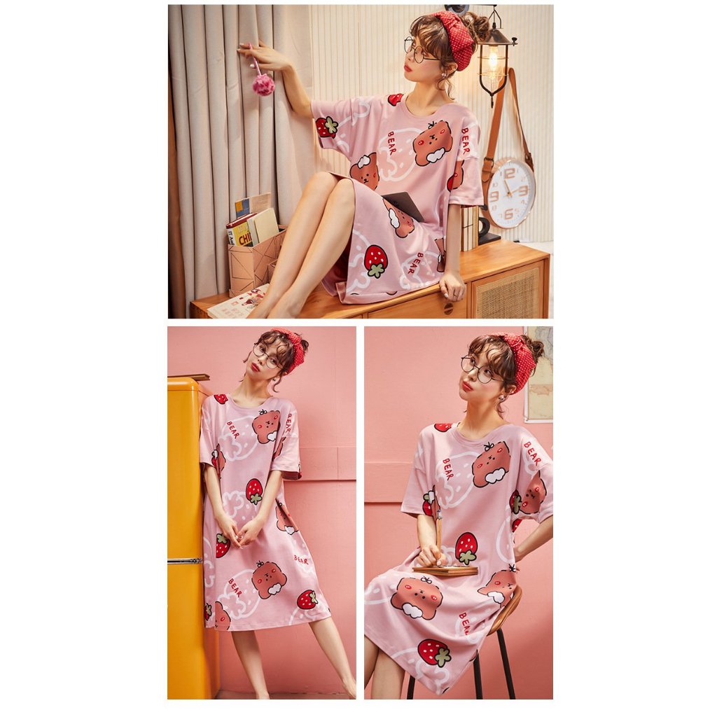̣̣̣̣̣̣ Váy ngủ cute trẻ trung họa tiết rễ thương xinh xắn HT021 🧅 Váy ngủ mặc nhà