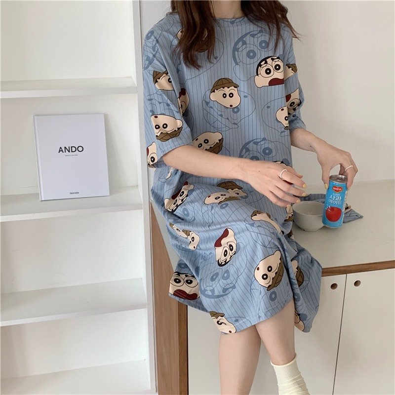 ̣̣̣̣̣̣ Váy ngủ cute trẻ trung họa tiết rễ thương xinh xắn HT021 🧅 Váy ngủ mặc nhà