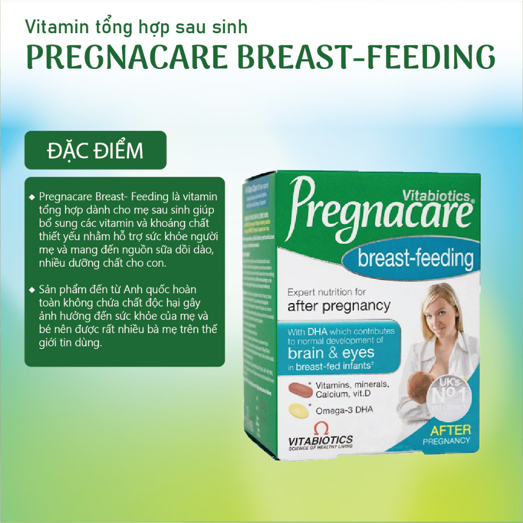 Viên uống cho phụ nữ cho con bú Vitabiotics Pregnacare Breast-feeding bổ sung dinh dưỡng nâng cao sức đề kháng 84 viên