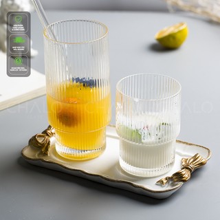 Ly thủy tinh sọc 2 tầng 200ml & 335ml - cs01
