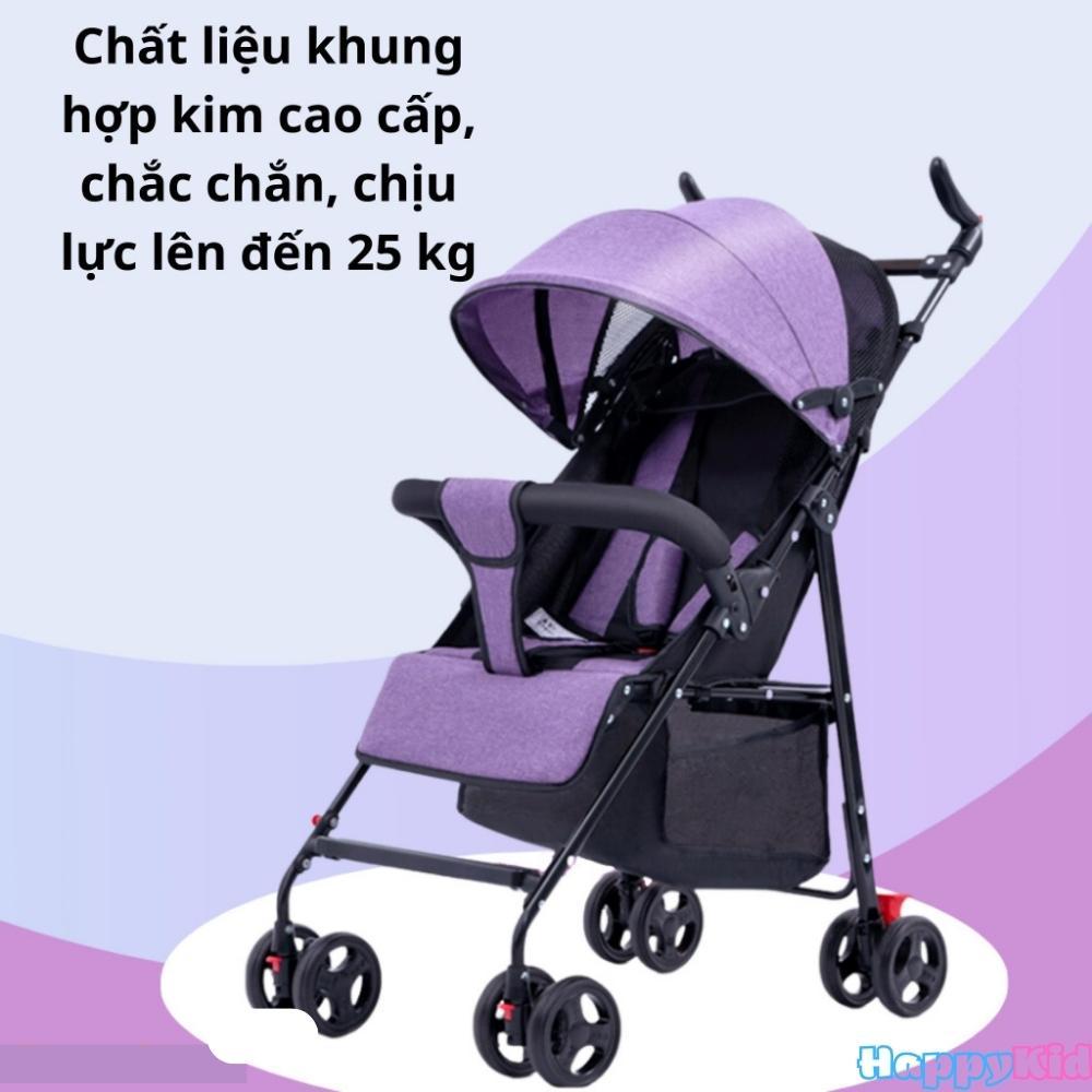 Xe đẩy gấp gọn cho bé cao cấp thiết kế chống gù cho bé rộng rãi thoáng mát HappyKid-008