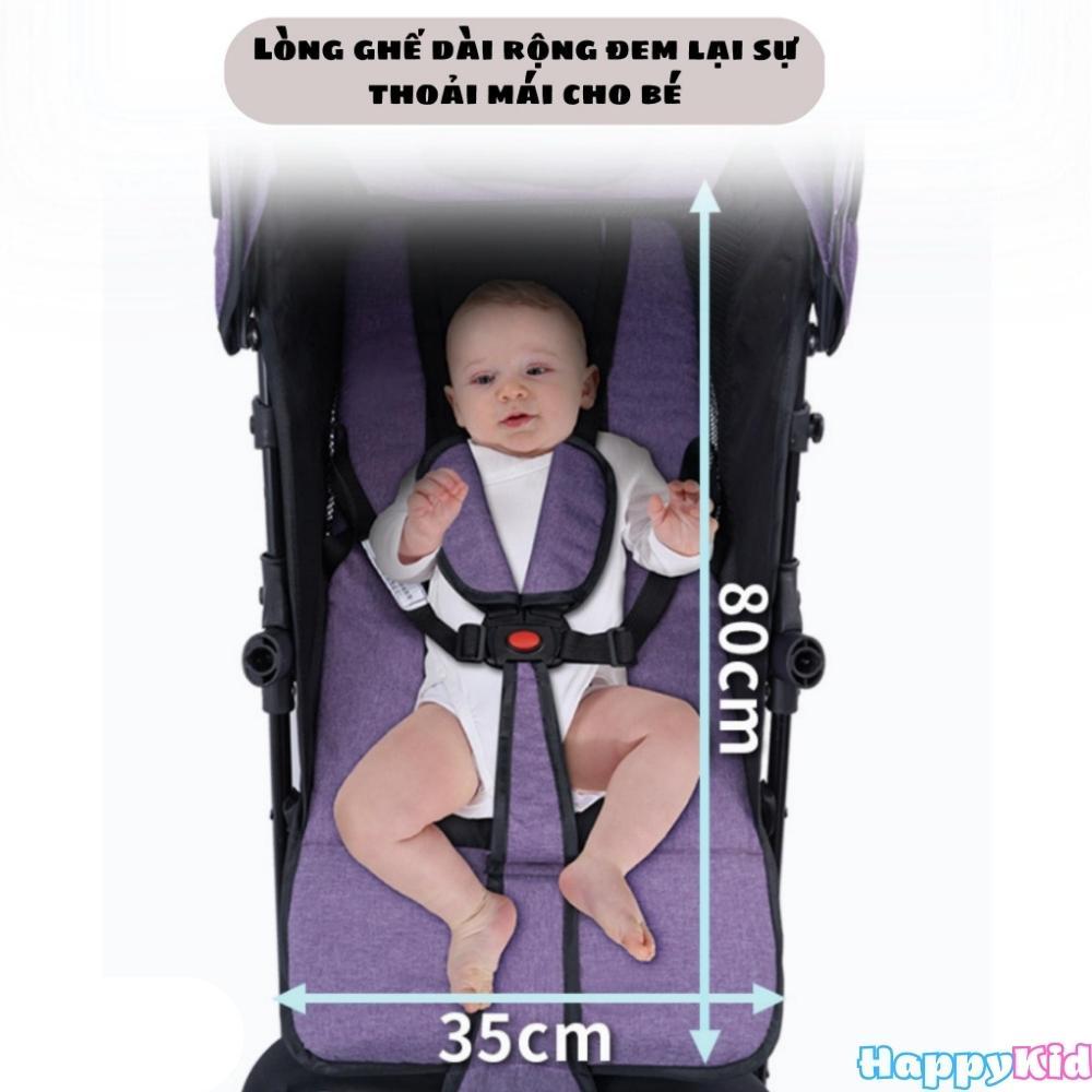 Xe đẩy gấp gọn cho bé cao cấp thiết kế chống gù cho bé rộng rãi thoáng mát HappyKid-008