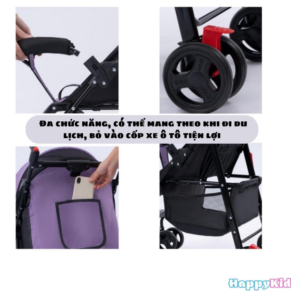 Xe đẩy gấp gọn cho bé cao cấp thiết kế chống gù cho bé rộng rãi thoáng mát HappyKid-008
