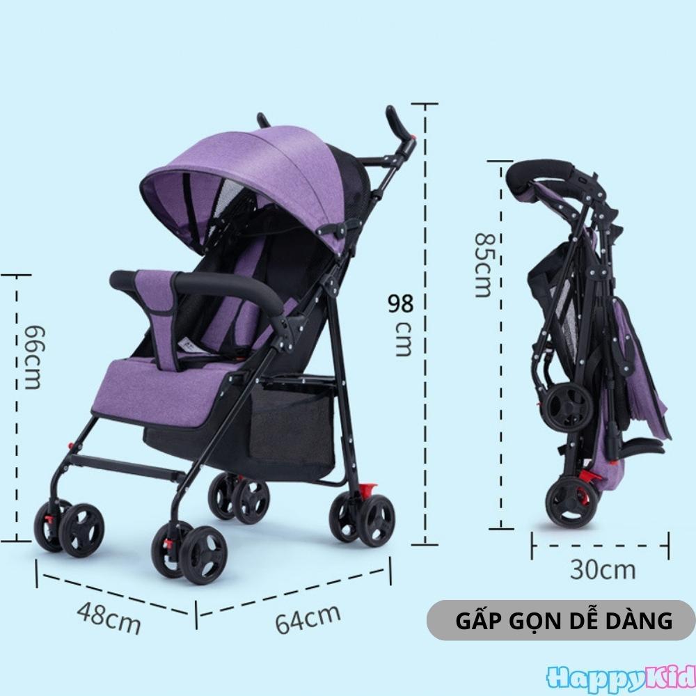 Xe đẩy gấp gọn cho bé cao cấp thiết kế chống gù cho bé rộng rãi thoáng mát HappyKid-008