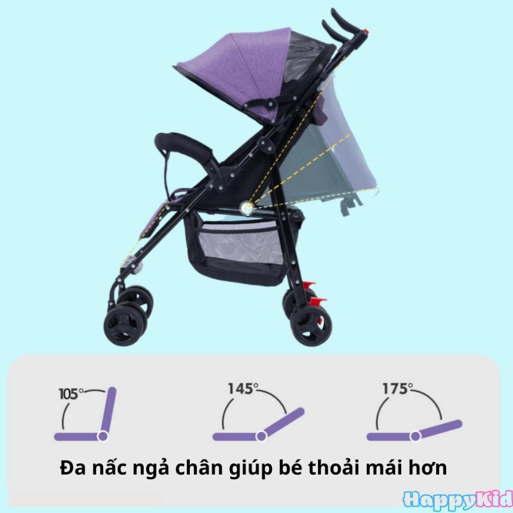 Xe đẩy gấp gọn cho bé cao cấp thiết kế chống gù cho bé rộng rãi thoáng mát HappyKid-008