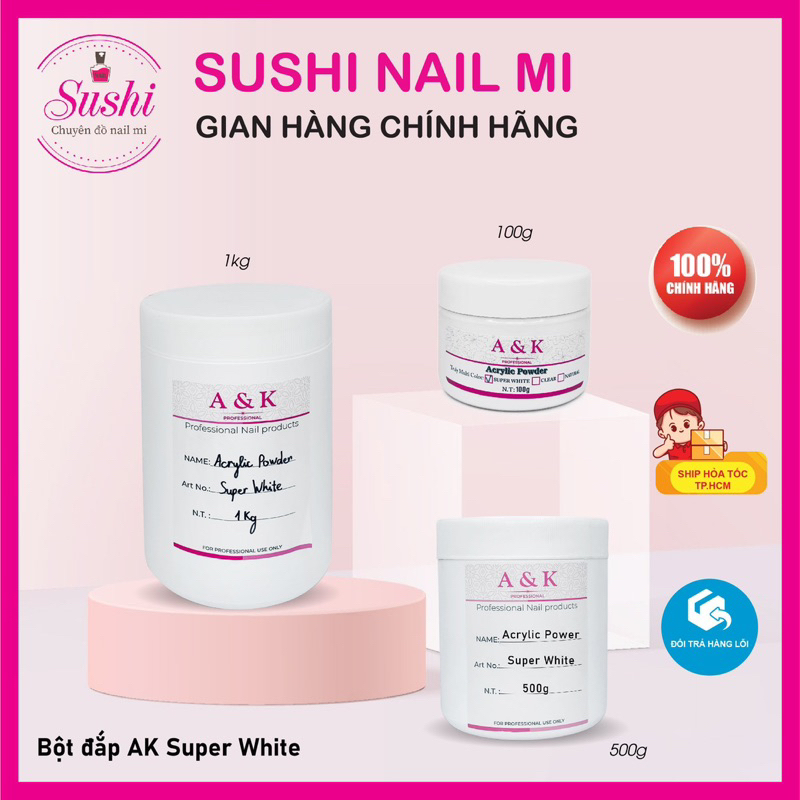 Bột đắp móng A&K 500g chuyên dụng cho nail  - Sushi nail mi