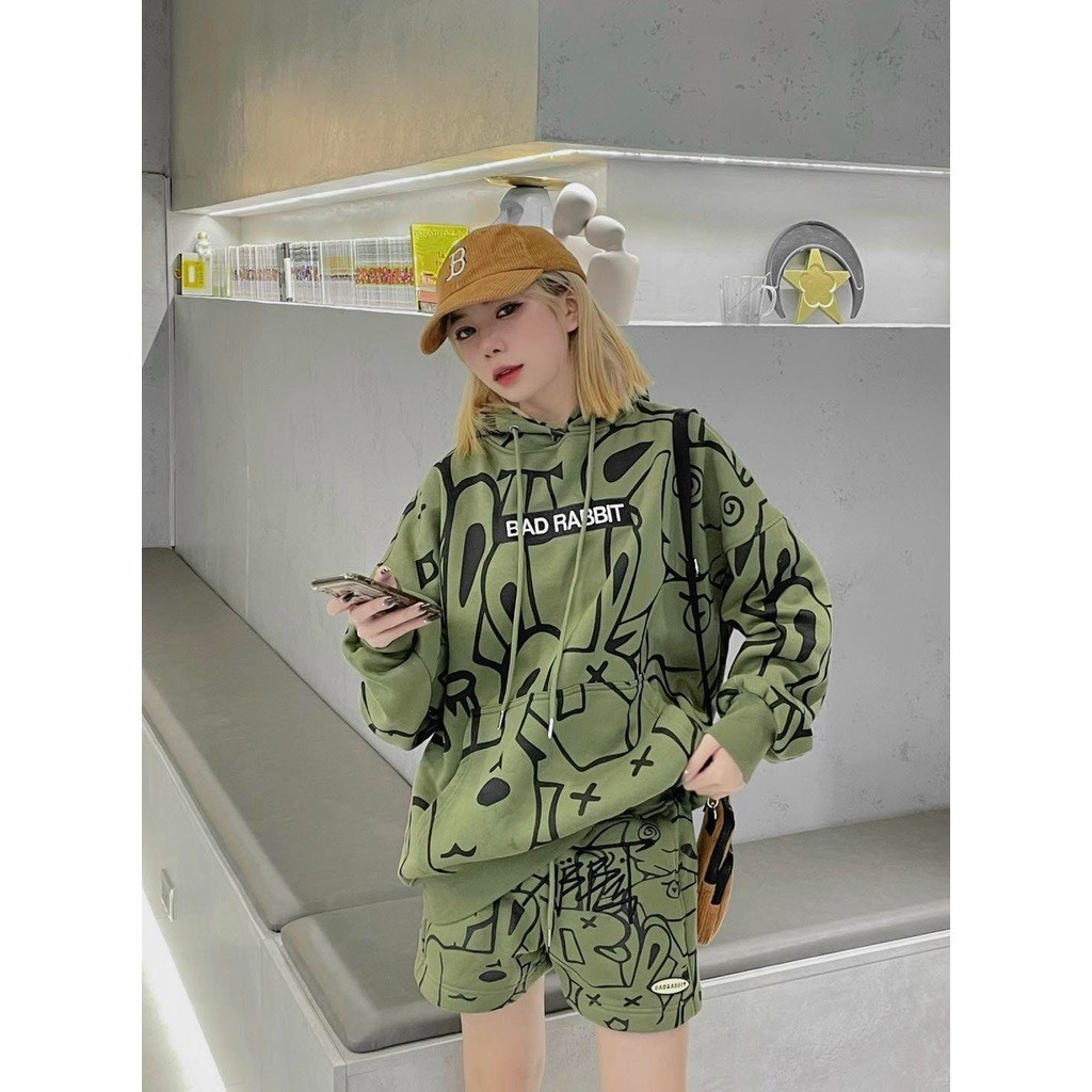 Áo Hoodine Unisex Bad Rabbit Fom Rộng  Nam Nữ Chất Vải Nỉ Bông Dày 2 Lớp HotTrennd 2024