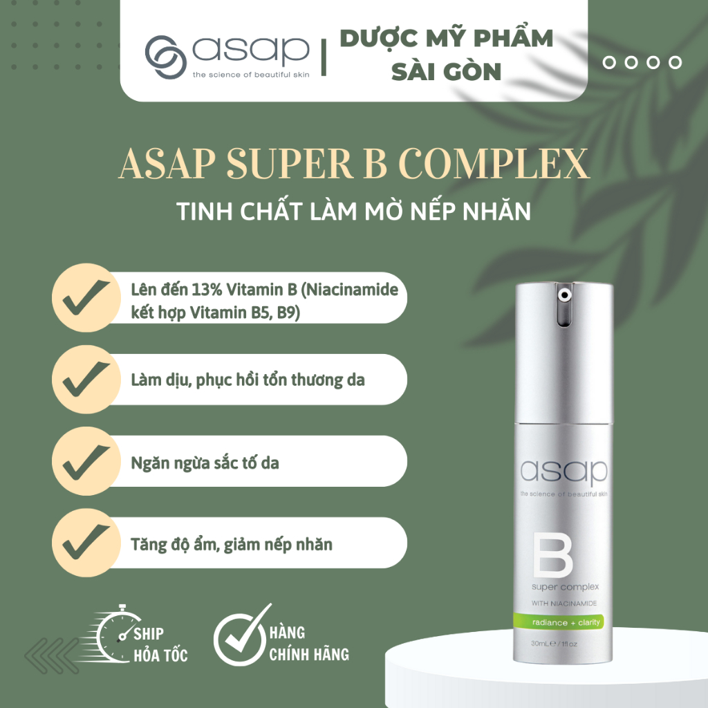 Serum Super B Complex Asap 30ml dưỡng sáng da, giảm mụn