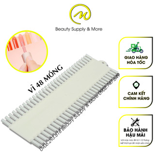 Vỉ 48 móng nhựa trắng đục form vuông ngang - vỉ móng mẫu swatch làm bảng màu 48 móng có số thứ tự