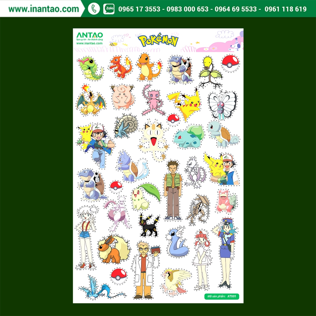 [Bộ] Sticker trang trí, decor, hình dán - POKEMON